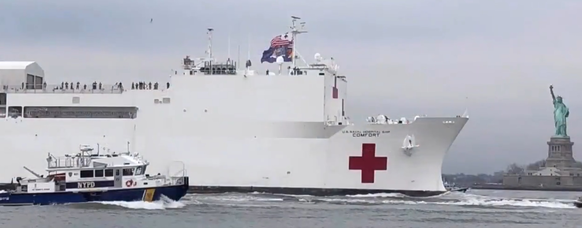 USNS Comfort Arriving in NY Harbor